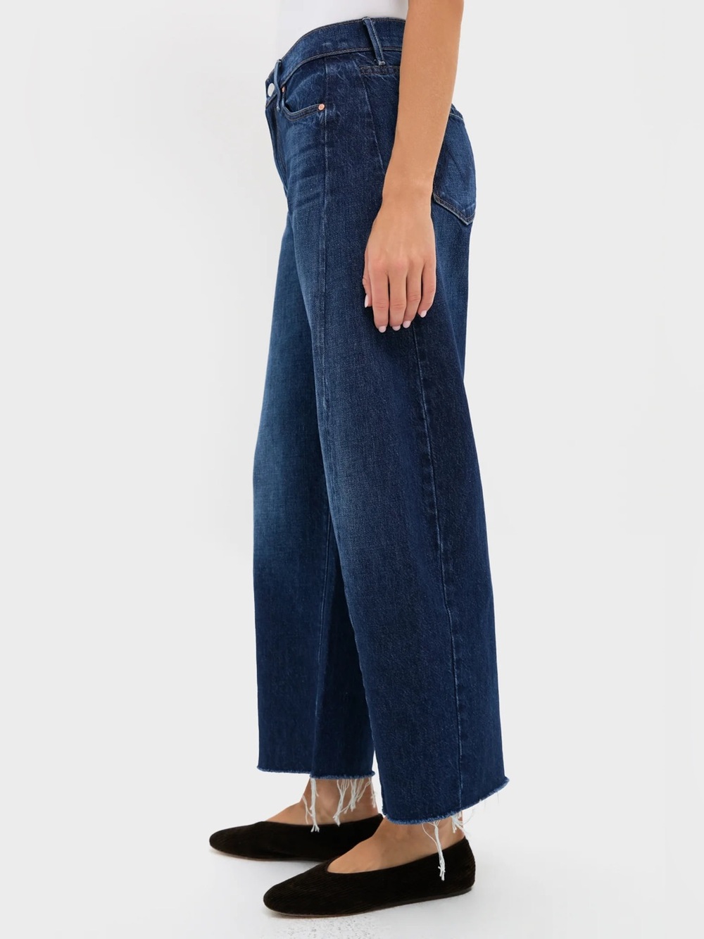 MOTHER The Mid Rise Full Pipe Flood Fray Jeans in Unplugged - Picture 4 of 9